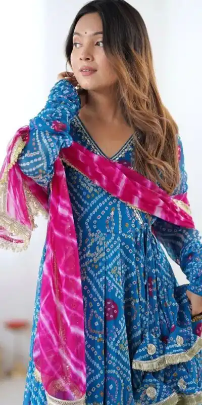 ST 1116 Blue Faux Georgette Gown with Digital Print & Embroidery Work. Exclusive Offer βΉ1999. Delivery 4-6 Working Days. Shop now. | Gowns, Bollywood Gowns, Creative Gowns, Designer Gowns, Embroidered Gowns, Party Wear Gowns