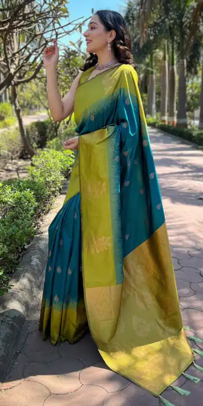 KPR 221 Blue Soft Lichi Silk Saree Perfect for Wedding, Party, Raksha Bandhan, Sangeet, Eid – . Get it for ₹1449. Delivery 4-6 Working Days. | Sarees, Bollywood Sarees, Creative Sarees, Designer Sarees, Embroidered Sarees, Ethnic Saree, Modern Digital sarees, Party Wear Sarees