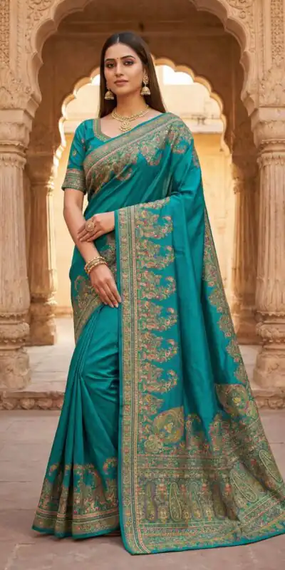 MB 46 Blue Color Pashmina Silk Saree with Lace Work & Lace Border. Now at just ₹2399. Delivery 4-6 Working Days. Shop now. | Sarees, Bollywood Sarees, Creative Sarees, Designer Sarees, Embroidered Sarees, Ethnic Saree, Modern Digital sarees, Party Wear Sarees