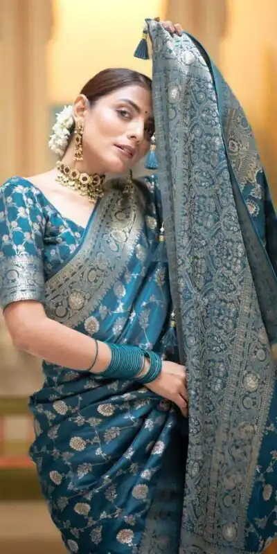 KPR 208 Blue in Color Soft Lichi Silk Designer Work Saree . Available at ₹1399 only. Delivery 4-6 Working Days. Shop now. | Sarees, Bollywood Sarees, Creative Sarees, Designer Sarees, Embroidered Sarees, Ethnic Saree, Modern Digital sarees, Party Wear Sarees