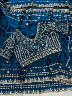 JR 664 Blue in Soft Space Silk Zari Work & Embroidery Work Saree. Available at ₹1949 only. Delivery 4-6 Working Days. Shop now. | Sarees, Bollywood Sarees, Creative Sarees, Designer Sarees, Embroidered Sarees, Ethnic Saree, Modern Digital sarees, Party Wear Sarees