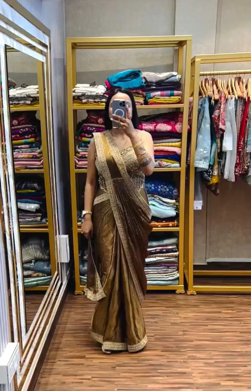 ST 1155 Brown in Fandy Satin Lace Work & Embroidery Work Saree . Special Price ₹2149. Delivery 4-6 Working Days. Shop now. | Sarees, Bollywood Sarees, Creative Sarees, Designer Sarees, Embroidered Sarees, Ethnic Saree, Modern Digital sarees, Party Wear Sarees