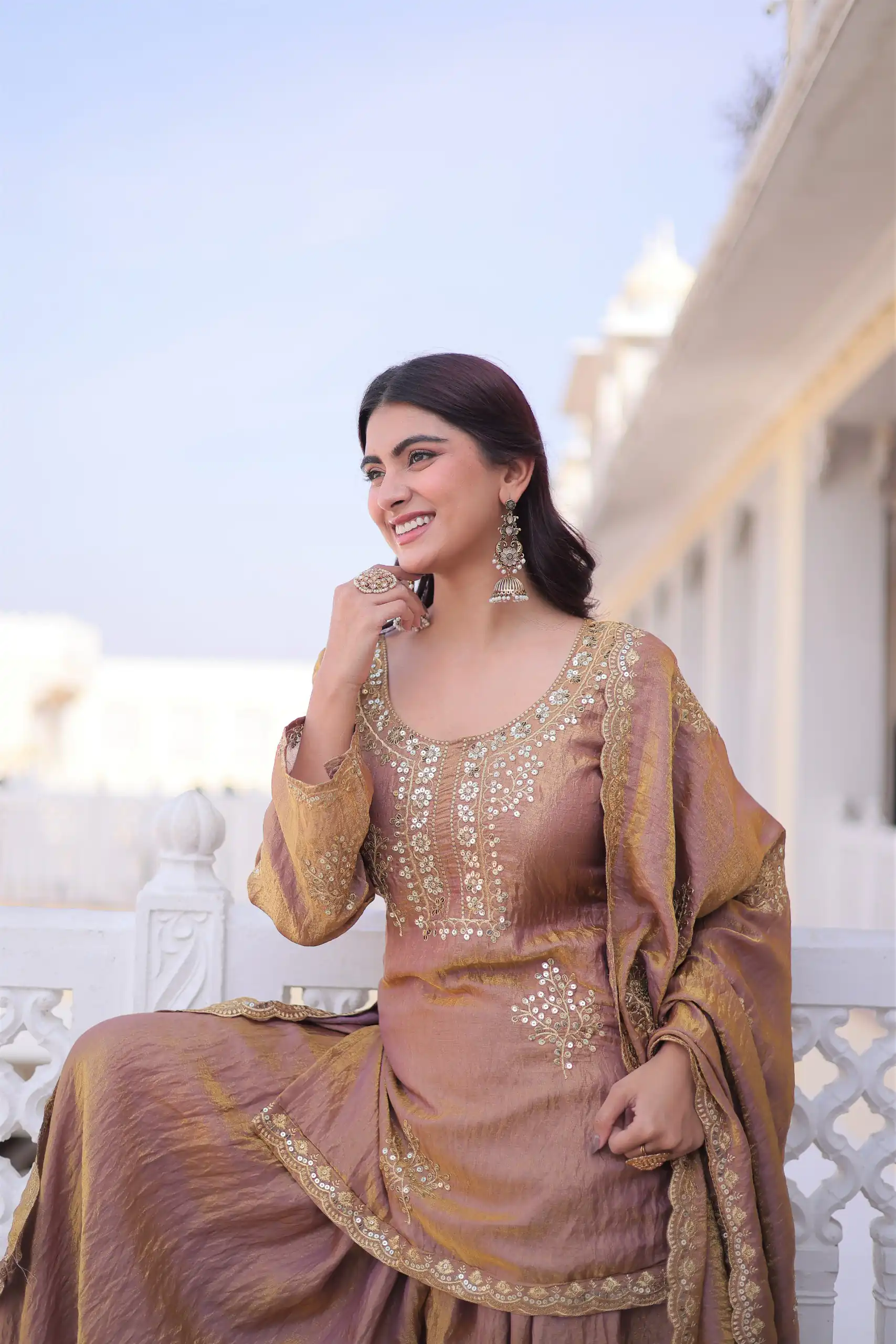 KA 1229 Brown Fendi Crush Salwar Suit Perfect for Wedding, Party, Onam, Temple Visit, Traditional Day – . Best Price ₹2399. Delivery 4-6 Working Days. | Jump Suits, Salwar suit, Casual Suits, Creative suits, Designer Suits, Palazzo Suits, Party Wear Suits, Patiala Suits, Straight Suits