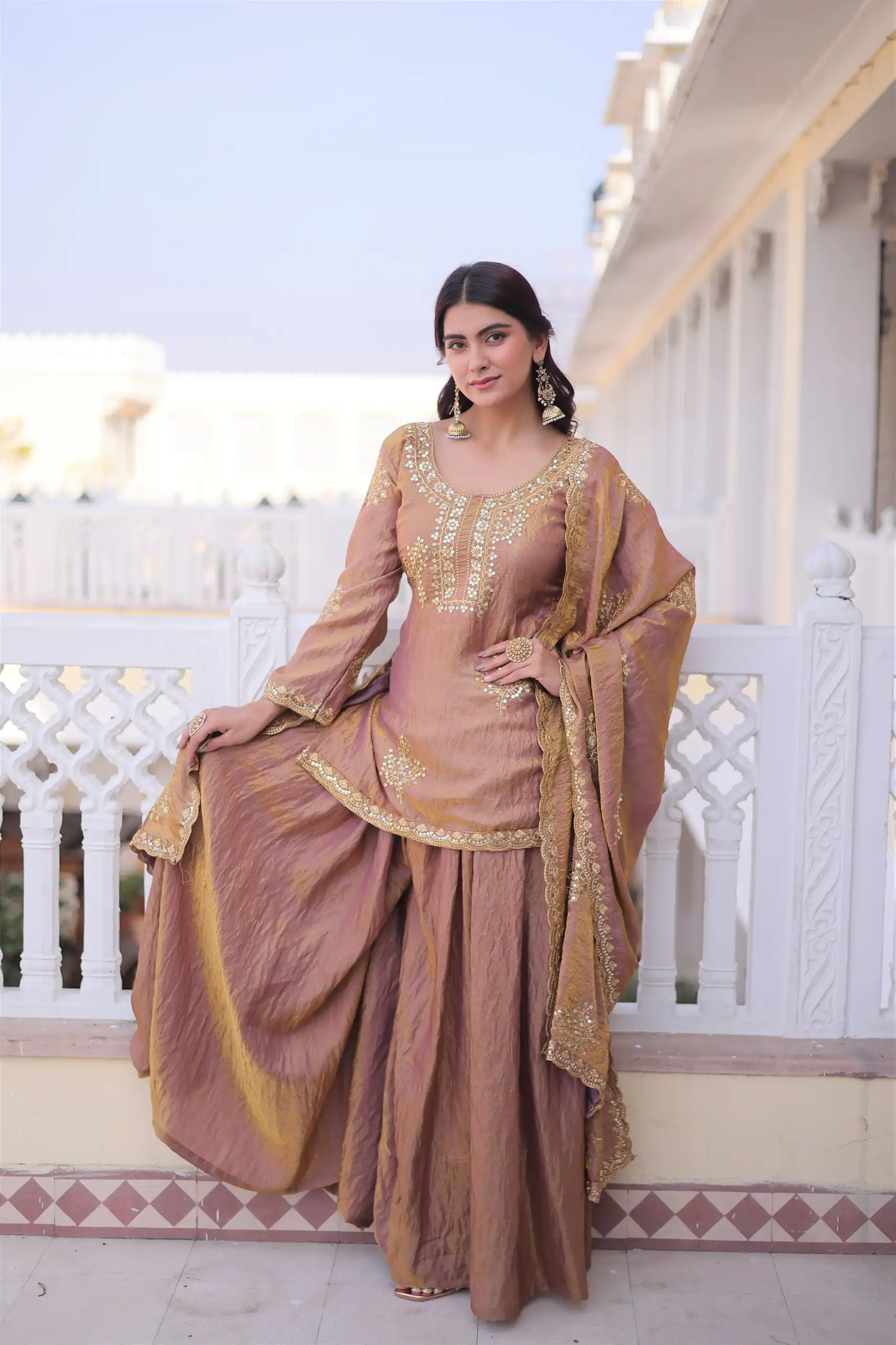 KA 1229 Brown Fendi Crush Salwar Suit Perfect for Wedding, Party, Onam, Temple Visit, Traditional Day – . Best Price ₹2399. Delivery 4-6 Working Days. | Jump Suits, Salwar suit, Casual Suits, Creative suits, Designer Suits, Palazzo Suits, Party Wear Suits, Patiala Suits, Straight Suits