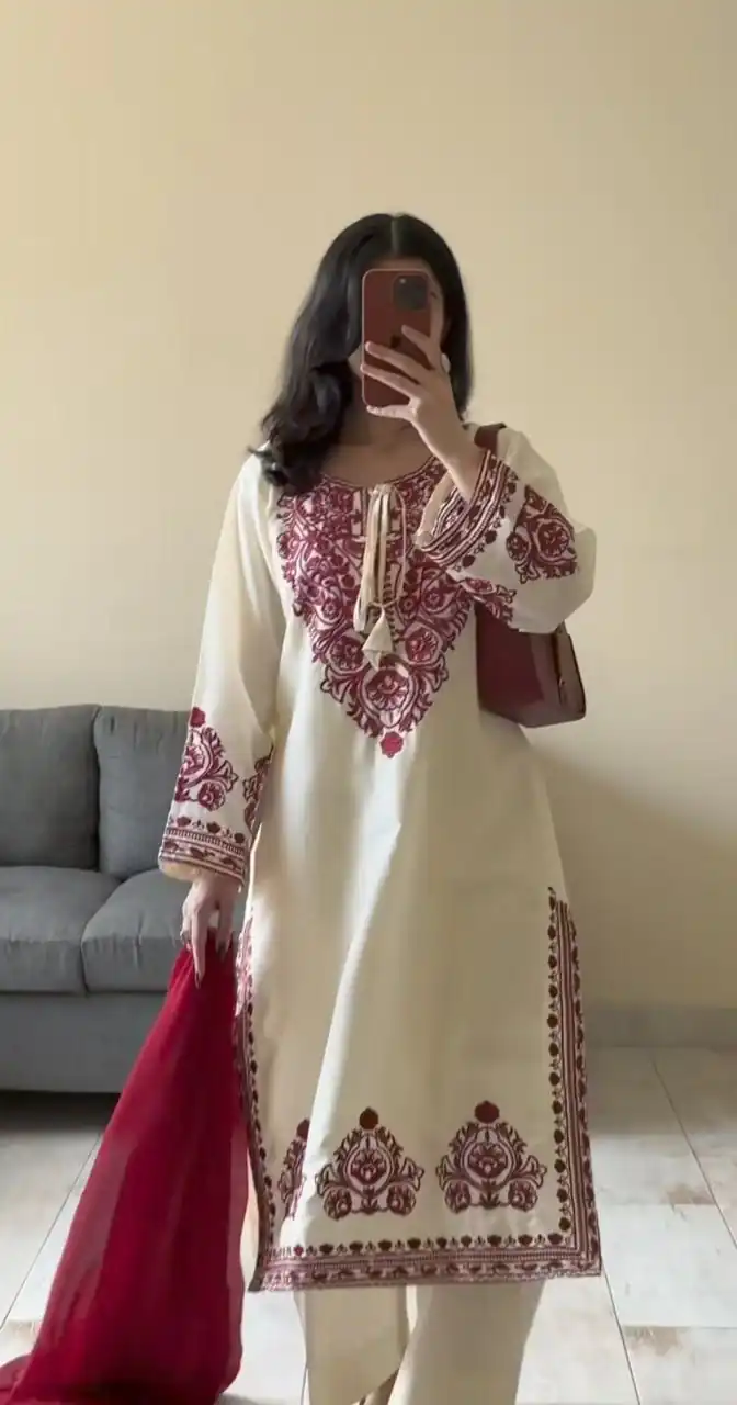 DC 108 Cream Color Natural Crep Salwar Suit with Embroidery Work. Wedding, Party, Festive, Best Price ₹1849. Delivery 4-6 Working Days. Shop now. | Jump Suits, Salwar suit, Casual Suits, Creative suits, Designer Suits, Palazzo Suits, Party Wear Suits, Patiala Suits, Straight Suits