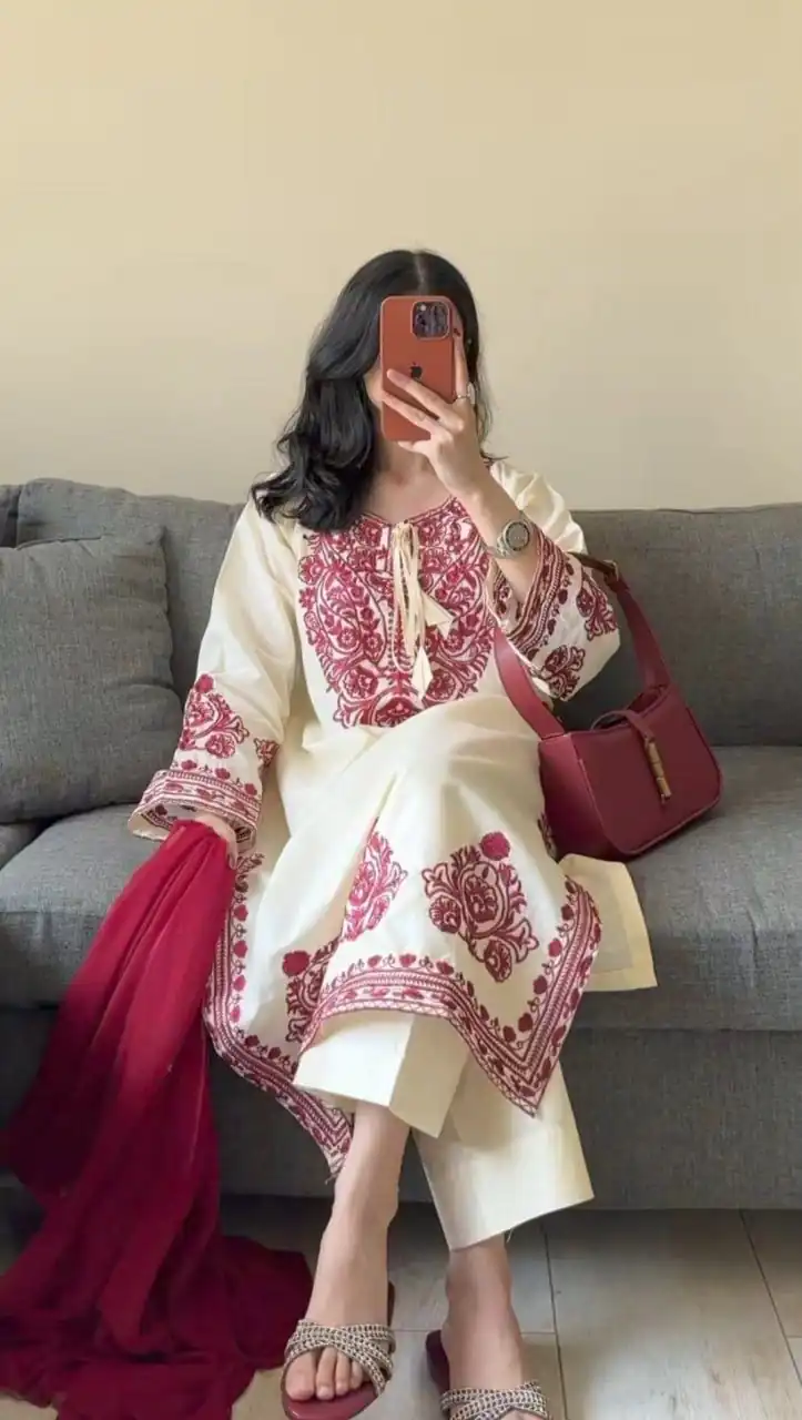 DC 108 Cream Color Natural Crep Salwar Suit with Embroidery Work. Wedding, Party, Festive, Best Price ₹1849. Delivery 4-6 Working Days. Shop now. | Jump Suits, Salwar suit, Casual Suits, Creative suits, Designer Suits, Palazzo Suits, Party Wear Suits, Patiala Suits, Straight Suits