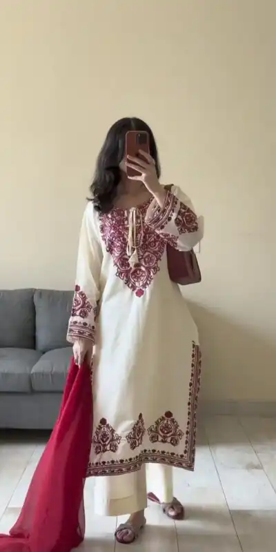 DC 108 Cream Color Natural Crep Salwar Suit with Embroidery Work. Wedding, Party, Festive, Best Price ₹1849. Delivery 4-6 Working Days. Shop now. | Jump Suits, Salwar suit, Casual Suits, Creative suits, Designer Suits, Palazzo Suits, Party Wear Suits, Patiala Suits, Straight Suits
