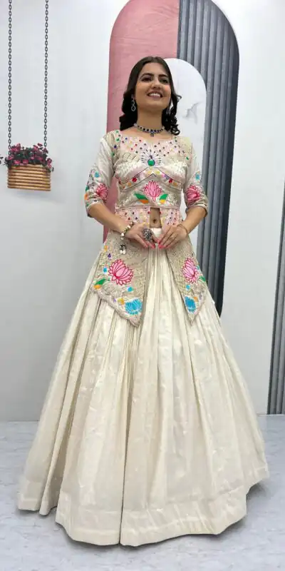 PC 557 Cream Simar Cosmos Lehenga Choli Perfect for Wedding, Party, Lohri, Baby Shower, Housewarming – . Introductory Price ₹2649. Delivery 4-6 Workin | Lehenga, Bollywood Lehenga, Creative Lehenga, Designer Lehenga, Embroidered Lehenga, Party Wear Lehenga