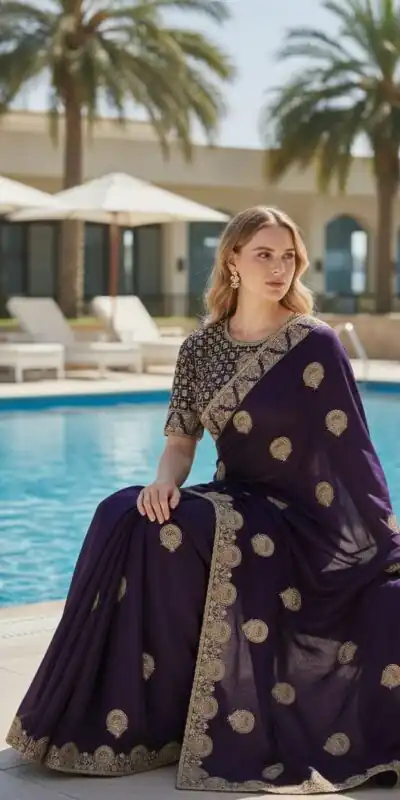 BT 442 Dark Purple in Fandy Satin Silk. Embroidery Work & Zari Work Saree Affordable Price ₹1999. Delivery 4-6 Working Days. Shop now. | Sarees, Bollywood Sarees, Creative Sarees, Designer Sarees, Embroidered Sarees, Ethnic Saree, Modern Digital sarees, Party Wear Sarees