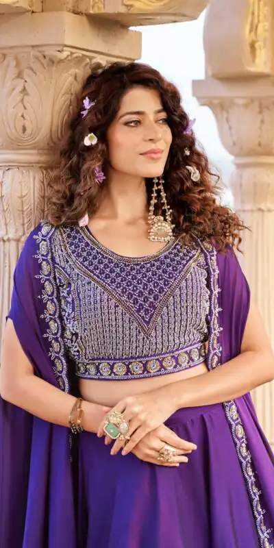 Ram 155 Dark Purple in Color Rangoli Silk Embroidery Work Lehenga Choli . Exclusive Offer ₹3249. Delivery 4-6 Working Days. Shop now. | Lehenga, Bollywood Lehenga, Creative Lehenga, Designer Lehenga, Embroidered Lehenga, Party Wear Lehenga