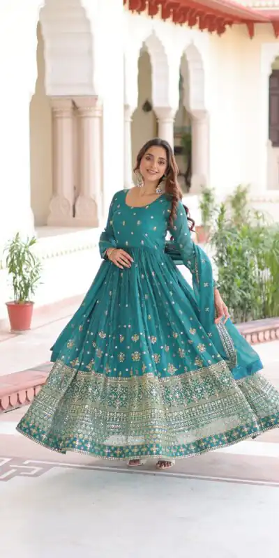 EKA 1216 Firozi in Silver Crunchy mbroidery Work & Sequins Work Gown . Available at βΉ2649 only. Delivery 4-6 Working Days. Shop now. | Gowns, Bollywood Gowns, Creative Gowns, Designer Gowns, Embroidered Gowns, Party Wear Gowns