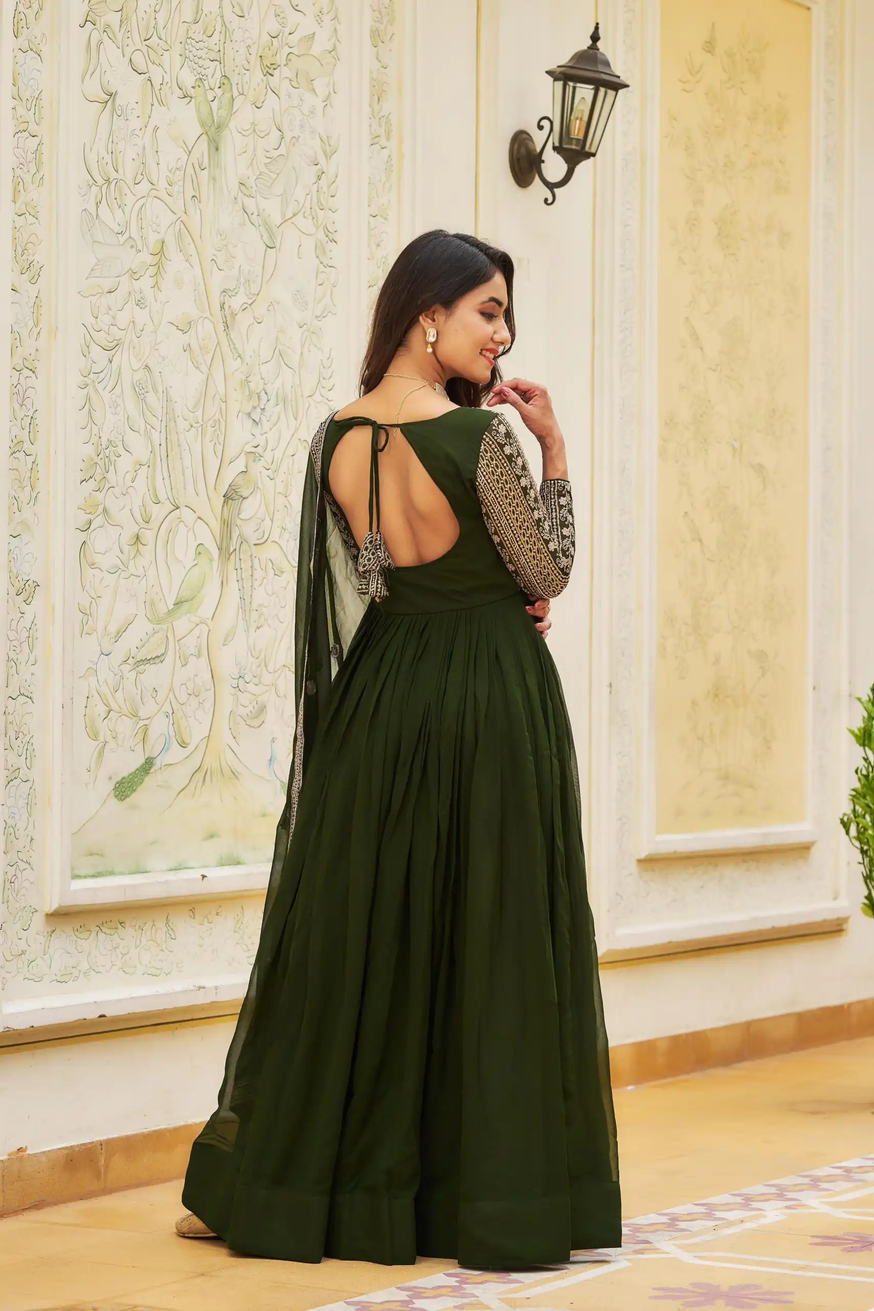 Ram 025 Green Color Georgette Sequence Embroidery Gown Casual, Wedding, Festive, Events Expected Delivery 4-6 Working Days @1999/- | Gowns, Bollywood Gowns, Creative Gowns, Designer Gowns, Embroidered Gowns, Party Wear Gowns