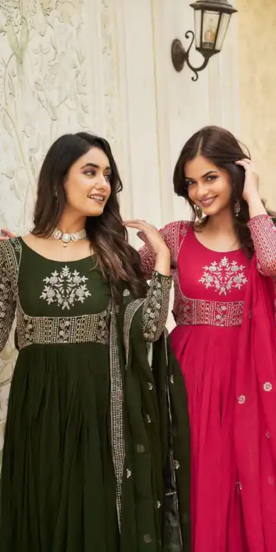 Ram 025 Green Color Georgette Sequence Embroidery Gown Casual, Wedding, Festive, Events Expected Delivery 4-6 Working Days @1999/- | Gowns, Bollywood Gowns, Creative Gowns, Designer Gowns, Embroidered Gowns, Party Wear Gowns