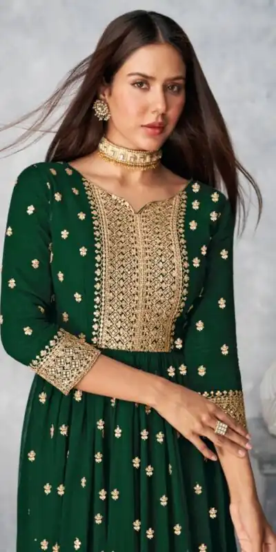 DS A 8584 Green Color Georgette Salwar Suit with Embroidery Work. Special Price ₹1899. Delivery 4-6 Working Days. Shop now. | Jump Suits, Salwar suit, Casual Suits, Creative suits, Designer Suits, Palazzo Suits, Party Wear Suits, Patiala Suits, Straight Suits