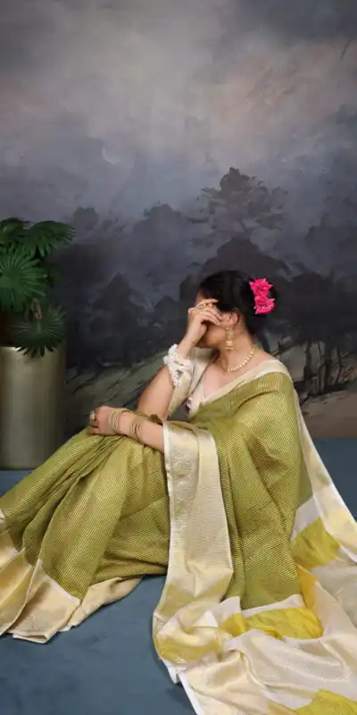 YNF 7403 Green Color Jacquard Chex Zari Weaving Work Saree Casual, Wedding, Festive, Events . Expected Delivery  4-6 Working Days @1499/- only                                                                                                                                             | Sarees, Bollywood Sarees, Creative Sarees, Designer Sarees, Embroidered Sarees, Ethnic Saree, Modern Digital sarees, Party Wear Sarees