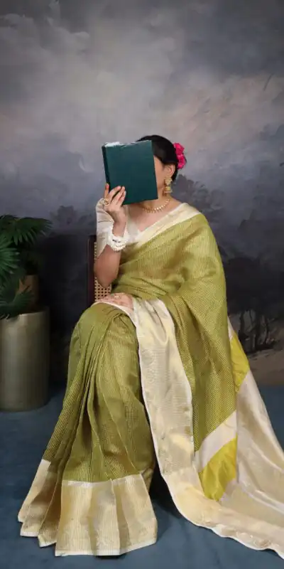 YNF 7403 Green Color Jacquard Chex Zari Weaving Work Saree Casual, Wedding, Festive, Events . Expected Delivery  4-6 Working Days @1499/- only                                                                                                                                             | Sarees, Bollywood Sarees, Creative Sarees, Designer Sarees, Embroidered Sarees, Ethnic Saree, Modern Digital sarees, Party Wear Sarees