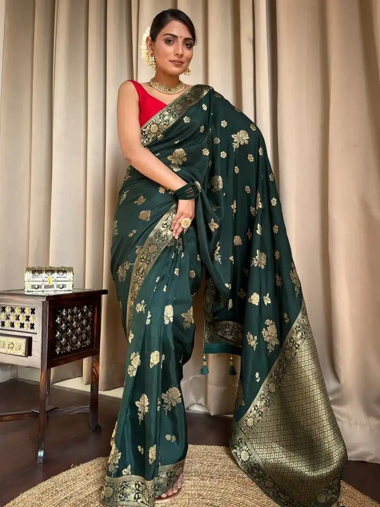 KPR 226 Green Soft Lichi Silk Saree Perfect for Wedding, Party, Raksha Bandhan, Sangeet, Eid – . Get it for ₹1399. Delivery 4-6 Working Days. | Sarees, Bollywood Sarees, Creative Sarees, Designer Sarees, Embroidered Sarees, Ethnic Saree, Modern Digital sarees, Party Wear Sarees