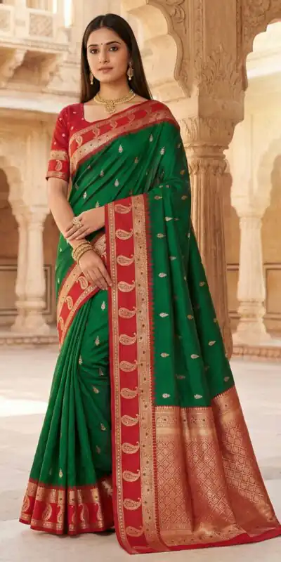 MB 187 Green in Soft Banarasi Zari Work & Lace Work Saree . Available at ₹2049 only. Delivery 4-6 Working Days. Shop now. | Sarees, Bollywood Sarees, Creative Sarees, Designer Sarees, Embroidered Sarees, Ethnic Saree, Modern Digital sarees, Party Wear Sarees