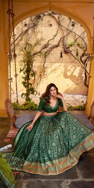 LNB 1201 Green Tasar Silk Lehenga Choli Perfect for Wedding, Party, Traditional Day, Sangeet, Housewarming β . Introductory Price βΉ2499. Delivery 4- | Lehenga, Bollywood Lehenga, Creative Lehenga, Designer Lehenga, Embroidered Lehenga, Party Wear Lehenga
