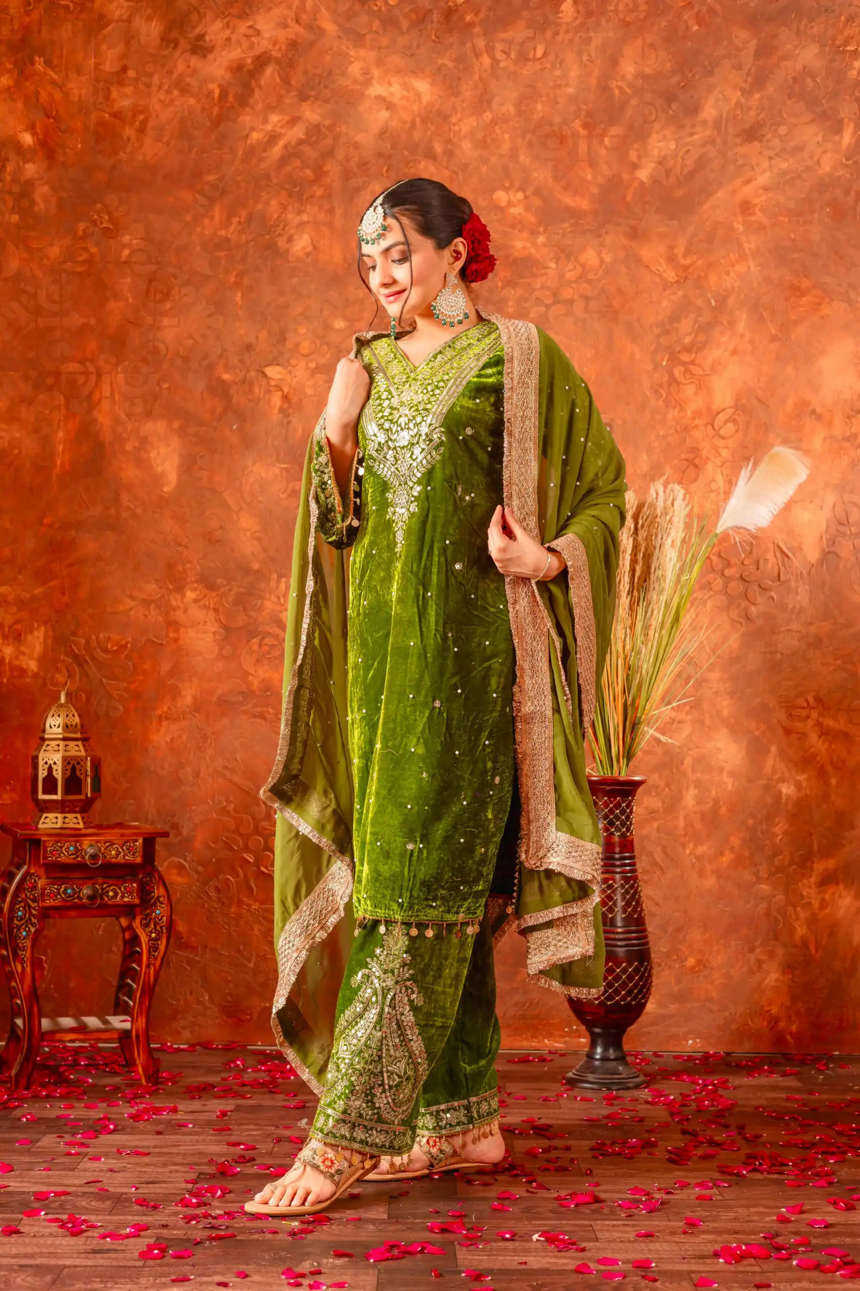 AD 134 Green Color Heavy Pure Viscose Velvet Embroidery Sharara Suit Wedding, Party, Festive, Events Etc. Expected Delivery  4-6 Working Days @2099/- | Jump Suits, Salwar suit, Casual Suits, Creative suits, Designer Suits, Palazzo Suits, Party Wear Suits, Patiala Suits, Straight Suits