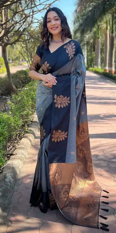 KPR 221 Grey Soft Lichi Silk Saree Perfect for Wedding, Party, Raksha Bandhan, Sangeet, Eid – . Get it for ₹1449. Delivery 4-6 Working Days. | Sarees, Bollywood Sarees, Creative Sarees, Designer Sarees, Embroidered Sarees, Ethnic Saree, Modern Digital sarees, Party Wear Sarees