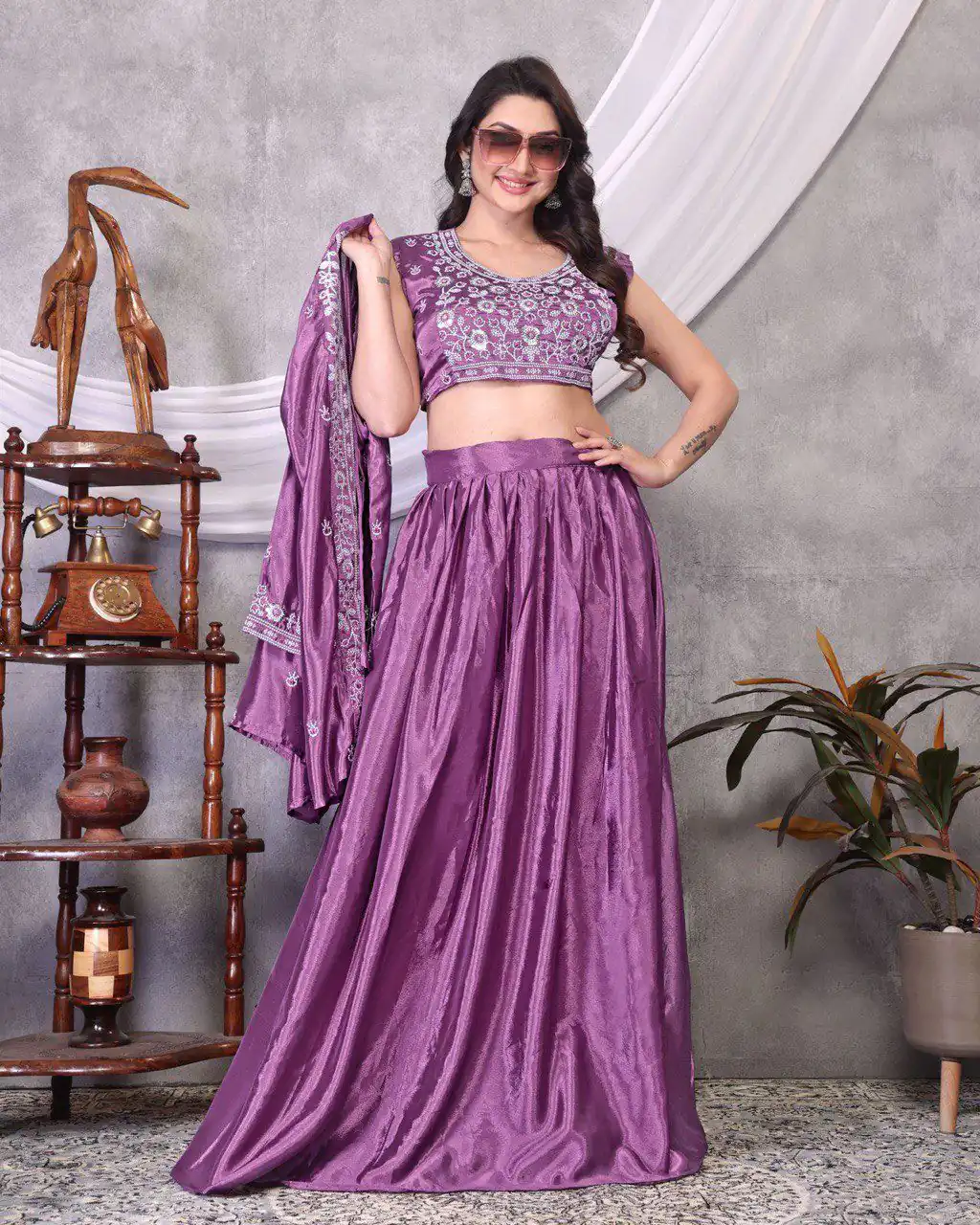 BB 02 Lavender Chinon Silk Lehenga Choli with Embroidery Work & Sequins Work. Available at ₹1999 only. Delivery 4-6 Working Days. Shop now. | Lehenga, Bollywood Lehenga, Creative Lehenga, Designer Lehenga, Embroidered Lehenga, Party Wear Lehenga