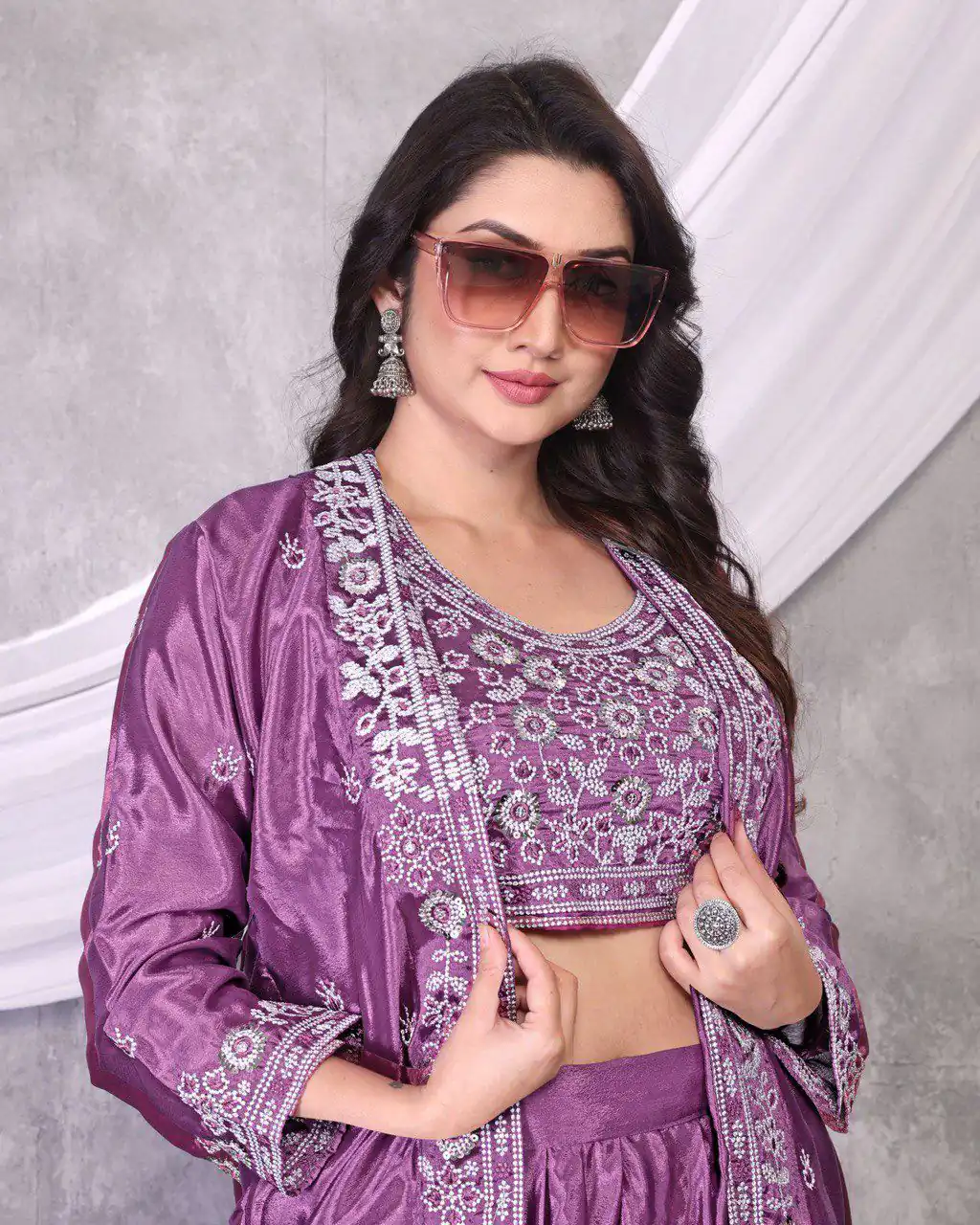 BB 02 Lavender Chinon Silk Lehenga Choli with Embroidery Work & Sequins Work. Available at ₹1999 only. Delivery 4-6 Working Days. Shop now. | Lehenga, Bollywood Lehenga, Creative Lehenga, Designer Lehenga, Embroidered Lehenga, Party Wear Lehenga