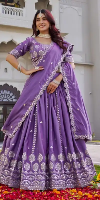 Ram 154 Lavender Color Crap Silk Lehenga Choli with Embroidery Work. Now at just βΉ2549. Delivery 4-6 Working Days. Shop now. | Lehenga, Bollywood Lehenga, Creative Lehenga, Designer Lehenga, Embroidered Lehenga, Party Wear Lehenga