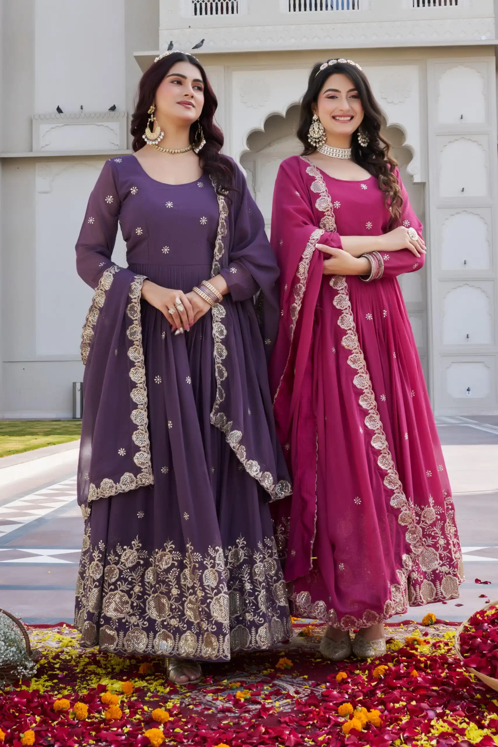 Ram 0153 Lavender in Fox Georgette. Embroidery Work Gown Wedding, Party, Festive, Events Get it for ₹2049. Delivery 4-6 Working Days. Shop now. | Gowns, Bollywood Gowns, Creative Gowns, Designer Gowns, Embroidered Gowns, Party Wear Gowns