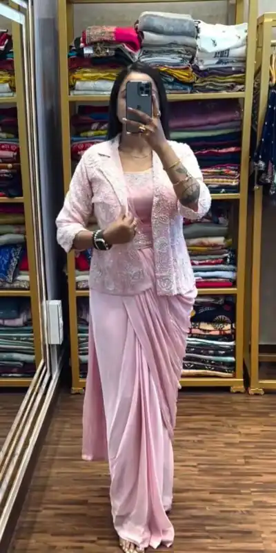 BB 58 Light Pink Chinon Silk Saree Perfect for Wedding, Party, Engagement, Baby Shower, Sangeet – . Available at ₹1999 only. Delivery 4-6 Working Day | Sarees, Bollywood Sarees, Creative Sarees, Designer Sarees, Embroidered Sarees, Ethnic Saree, Modern Digital sarees, Party Wear Sarees