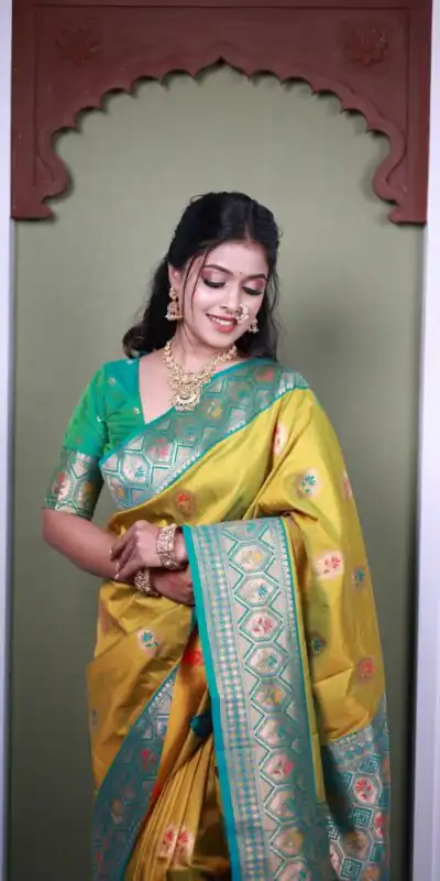 MB 22 Lime Yellow Soft Paithani Silk Saree with Zari Work & Lace Work. Affordable Price ₹2399. Delivery 4-6 Working Days. Shop now. | Sarees, Bollywood Sarees, Creative Sarees, Designer Sarees, Embroidered Sarees, Ethnic Saree, Modern Digital sarees, Party Wear Sarees