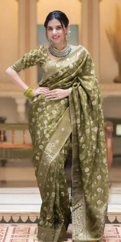 KPR 208 Mahendi in Color Soft Lichi Silk Designer Work Saree . Available at ₹1399 only. Delivery 4-6 Working Days. Shop now. | Sarees, Bollywood Sarees, Creative Sarees, Designer Sarees, Embroidered Sarees, Ethnic Saree, Modern Digital sarees, Party Wear Sarees