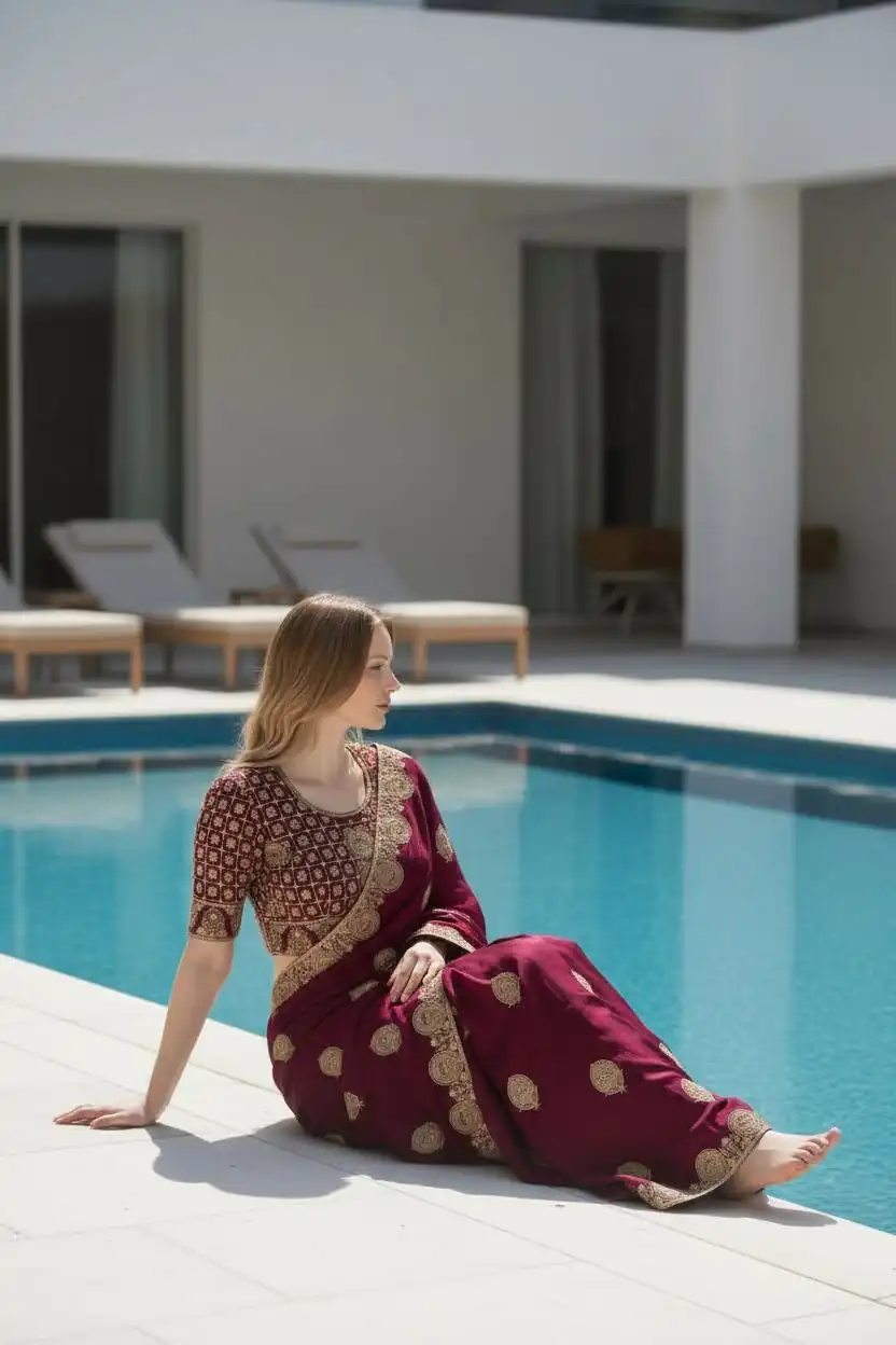 BT 442 Maroon in Fandy Satin Silk. Embroidery Work & Zari Work Saree Affordable Price ₹1999. Delivery 4-6 Working Days. Shop now. | Sarees, Bollywood Sarees, Creative Sarees, Designer Sarees, Embroidered Sarees, Ethnic Saree, Modern Digital sarees, Party Wear Sarees