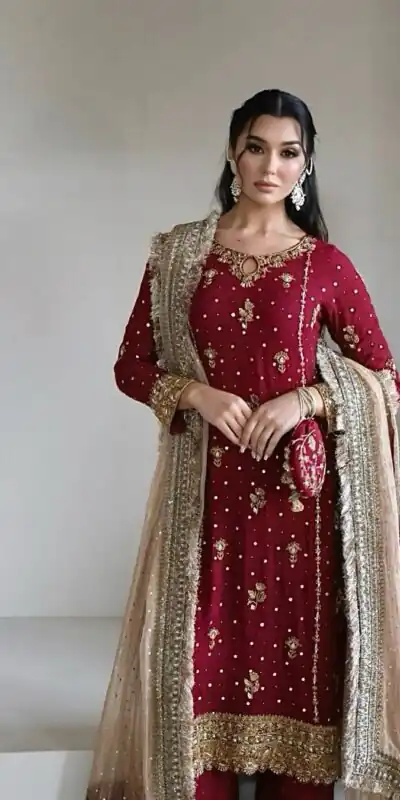 SR 1665 Maroon Color Faux Georgette Salwar Suit with Embroidery Work. Best Price ₹2049. Delivery 4-6 Working Days. Shop now. | Jump Suits, Salwar suit, Casual Suits, Creative suits, Designer Suits, Palazzo Suits, Party Wear Suits, Patiala Suits, Straight Suits