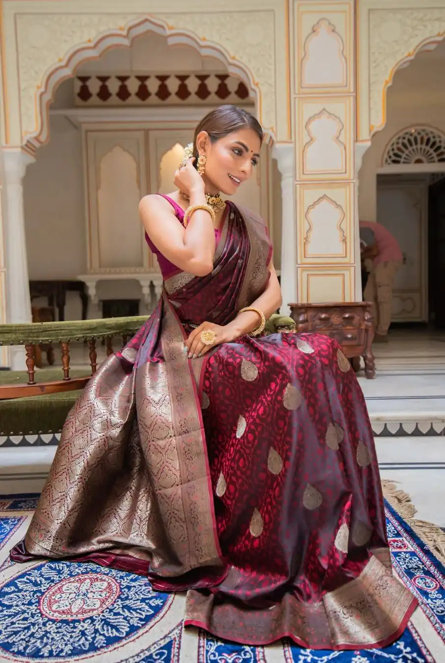 KPR 252 Maroon in Soft Lichi Silk Lace Work & Lace Border Saree. Affordable Price ₹1449. Delivery 4-6 Working Days. Shop now. | Sarees, Bollywood Sarees, Creative Sarees, Designer Sarees, Embroidered Sarees, Ethnic Saree, Modern Digital sarees, Party Wear Sarees