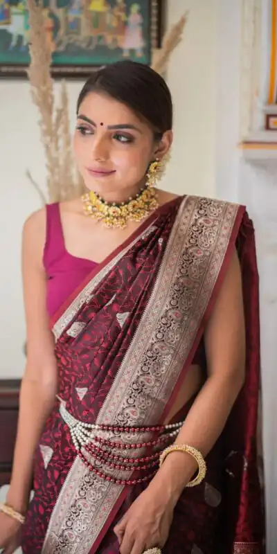 KPR 252 Maroon in Soft Lichi Silk Lace Work & Lace Border Saree. Affordable Price ₹1449. Delivery 4-6 Working Days. Shop now. | Sarees, Bollywood Sarees, Creative Sarees, Designer Sarees, Embroidered Sarees, Ethnic Saree, Modern Digital sarees, Party Wear Sarees