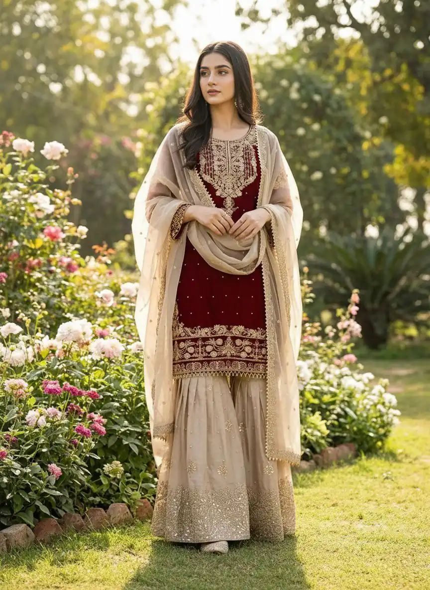 SR 1694 Maroon Organza Silk Salwar Suit with Embroidery Work & Lace Work. Exclusive Offer ₹1999. Delivery 4-6 Working Days. Shop now. | Jump Suits, Salwar suit, Casual Suits, Creative suits, Designer Suits, Palazzo Suits, Party Wear Suits, Patiala Suits, Straight Suits