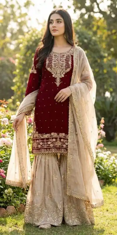 SR 1694 Maroon Organza Silk Salwar Suit with Embroidery Work & Lace Work. Exclusive Offer ₹1999. Delivery 4-6 Working Days. Shop now. | Jump Suits, Salwar suit, Casual Suits, Creative suits, Designer Suits, Palazzo Suits, Party Wear Suits, Patiala Suits, Straight Suits
