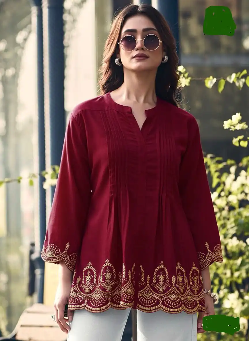 INLI Adaa 7.0 Maroon in Rayon Cut Work & Embroidery Work Kurti . Introductory Price ₹1349. Delivery 4-6 Working Days. Shop now. | Kurti, Bollywood Kurti, Creative Kurtis, Designer Kurti, Party Wear Kurti, Selfie Kurti