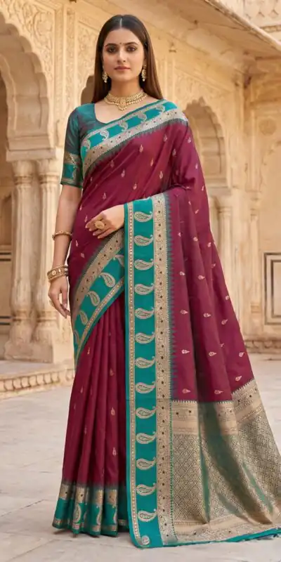 MB 187 Maroon in Soft Banarasi Zari Work & Lace Work Saree . Available at ₹2049 only. Delivery 4-6 Working Days. Shop now. | Sarees, Bollywood Sarees, Creative Sarees, Designer Sarees, Embroidered Sarees, Ethnic Saree, Modern Digital sarees, Party Wear Sarees