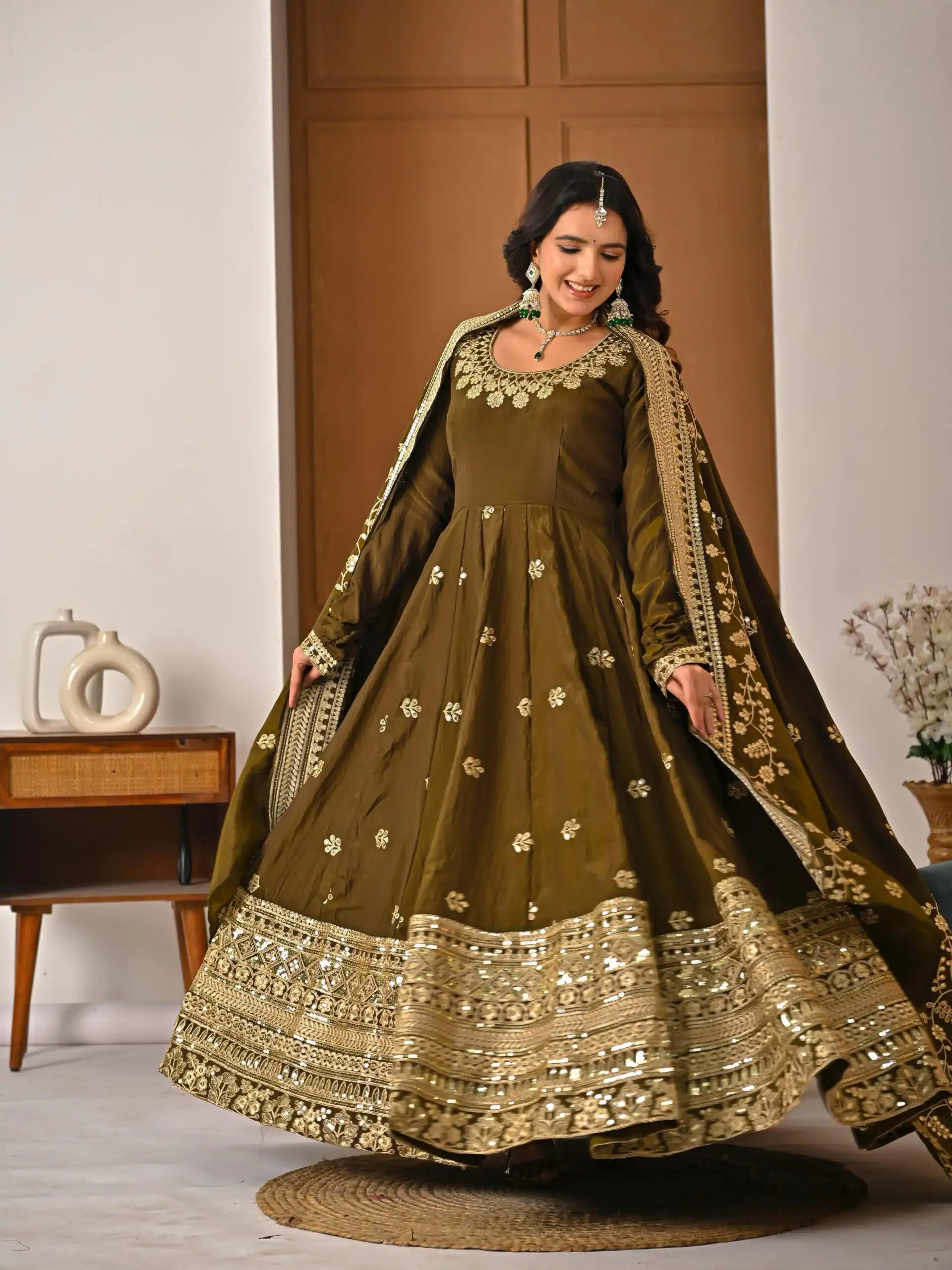 ND 5055 Mehandi NC Vichitra Silk Salwar Suit with Embroidery Work. Special Price ₹3149. Delivery 4-6 Working Days. Shop now. | Jump Suits, Salwar suit, Casual Suits, Creative suits, Designer Suits, Palazzo Suits, Party Wear Suits, Patiala Suits, Straight Suits