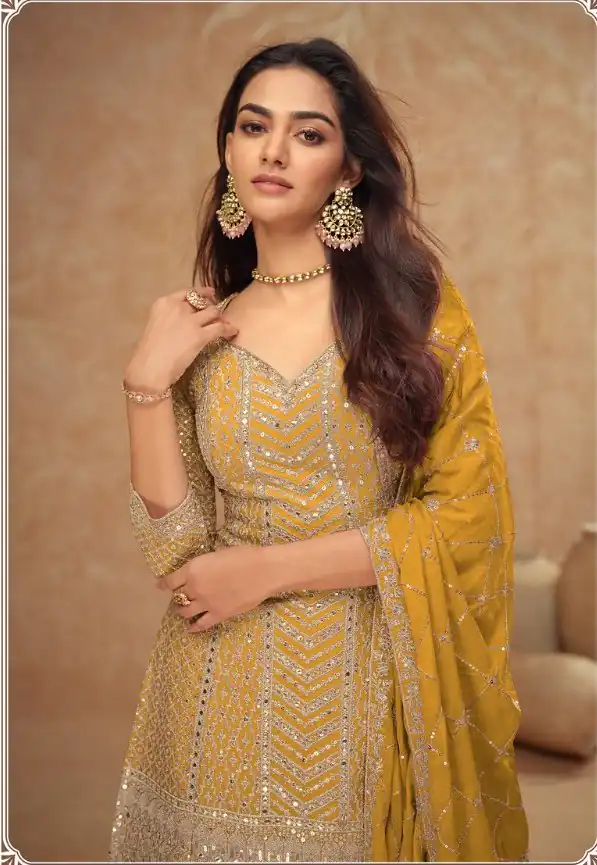 FC 7518 Mustered Chinon Salwar Suit Perfect for Wedding, Party, Diwali, Durga Puja, Temple Visit – . Festive Deal ₹3099. Delivery 4-6 Working Days. | Jump Suits, Tops & Bottoms, Track Suits, Salwar suit, Casual Suits, Creative suits, Designer Suits, Palazzo Suits, Party Wear Suits, Patiala Suits, Straight Suits, Trendy Wear