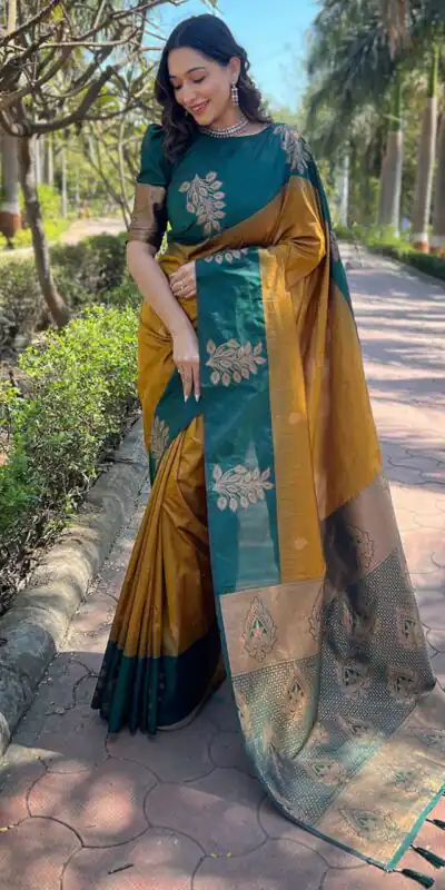 KPR 221 Mustered Soft Lichi Silk Saree Perfect for Wedding, Party, Raksha Bandhan, Sangeet, Eid – . Get it for ₹1449. Delivery 4-6 Working Days. | Sarees, Bollywood Sarees, Creative Sarees, Designer Sarees, Embroidered Sarees, Ethnic Saree, Modern Digital sarees, Party Wear Sarees