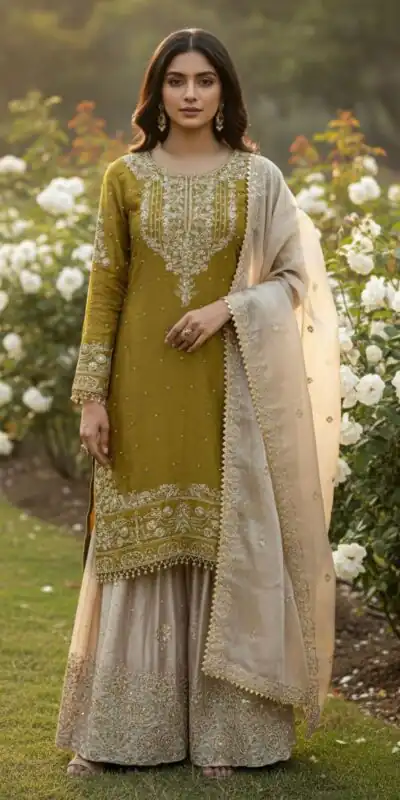 SR 1694 Mustered Organza Silk Salwar Suit with Embroidery Work & Lace Work. Exclusive Offer ₹1999. Delivery 4-6 Working Days. Shop now. | Jump Suits, Salwar suit, Casual Suits, Creative suits, Designer Suits, Palazzo Suits, Party Wear Suits, Patiala Suits, Straight Suits