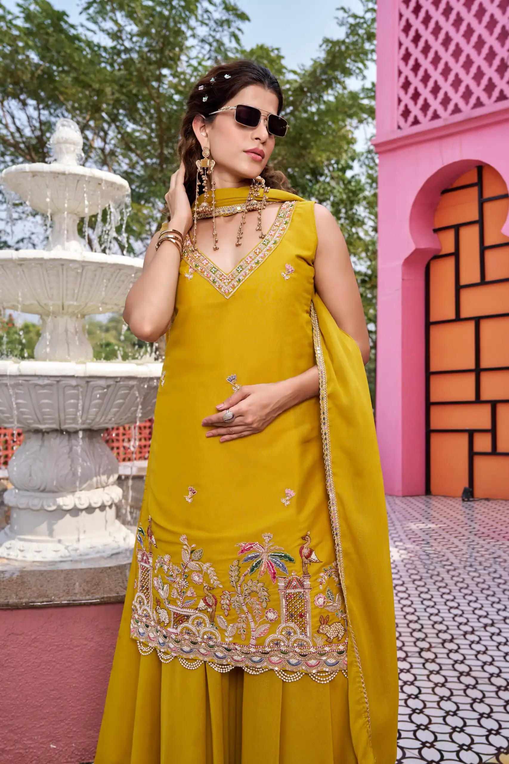 Ram 156 Mustered Star Georgette Salwar Suit with Embroidery Work. Available at ₹2649 only. Delivery 4-6 Working Days. Shop now. | Jump Suits, Salwar suit, Casual Suits, Creative suits, Designer Suits, Palazzo Suits, Party Wear Suits, Patiala Suits, Straight Suits