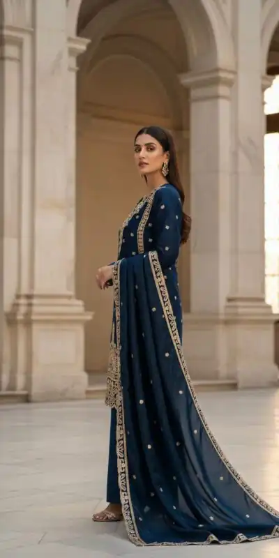 BE 444 Navy Blue Color Organza Silk Salwar Suit with Embroidery Work. Special Price ₹2099. Delivery 4-6 Working Days. Shop now. | Jump Suits, Salwar suit, Casual Suits, Creative suits, Designer Suits, Palazzo Suits, Party Wear Suits, Patiala Suits, Straight Suits