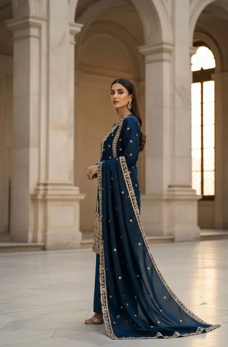 BE 444 Navy Blue Color Organza Silk Salwar Suit with Embroidery Work. Special Price ₹2099. Delivery 4-6 Working Days. Shop now. | Jump Suits, Salwar suit, Casual Suits, Creative suits, Designer Suits, Palazzo Suits, Party Wear Suits, Patiala Suits, Straight Suits