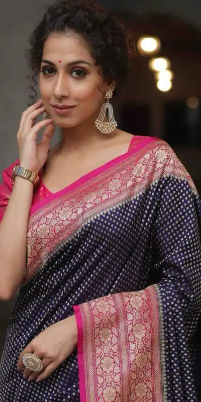 KPR 279 Navy Blue Soft Lichi Silk Saree Perfect for Wedding, Party, Raksha Bandhan, Sangeet, Eid – . Get it for ₹1349. Delivery 4-6 Working Days. | Sarees, Bollywood Sarees, Creative Sarees, Designer Sarees, Embroidered Sarees, Ethnic Saree, Modern Digital sarees, Party Wear Sarees