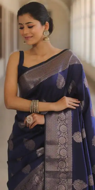 KPR 275 Navy Blue Soft Lichi Silk Saree Perfect for Wedding, Party, Raksha Bandhan, Sangeet, Eid – . Get it for ₹1349. Delivery 4-6 Working Days. | Sarees, Bollywood Sarees, Creative Sarees, Designer Sarees, Embroidered Sarees, Ethnic Saree, Modern Digital sarees, Party Wear Sarees