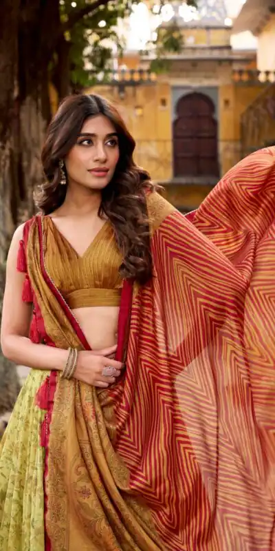 LNB 1253 Mustered in Color Vichitra Silk Designer Work Lehenga Choli . Now at just ₹2399. Delivery 4-6 Working Days. Shop now. | Lehenga, Bollywood Lehenga, Creative Lehenga, Designer Lehenga, Embroidered Lehenga, Party Wear Lehenga